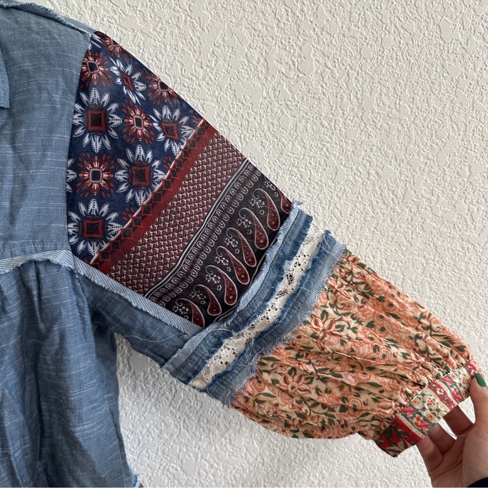 John Mark Multicolor Patchwork Blouse - image 3